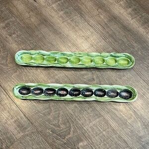 2 olive stoneware boats Made in Italy